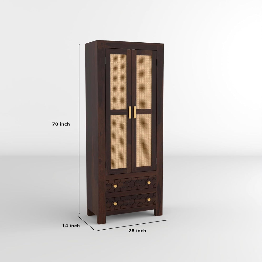 Solid Sheesham Wood Wardrobe Cabinet