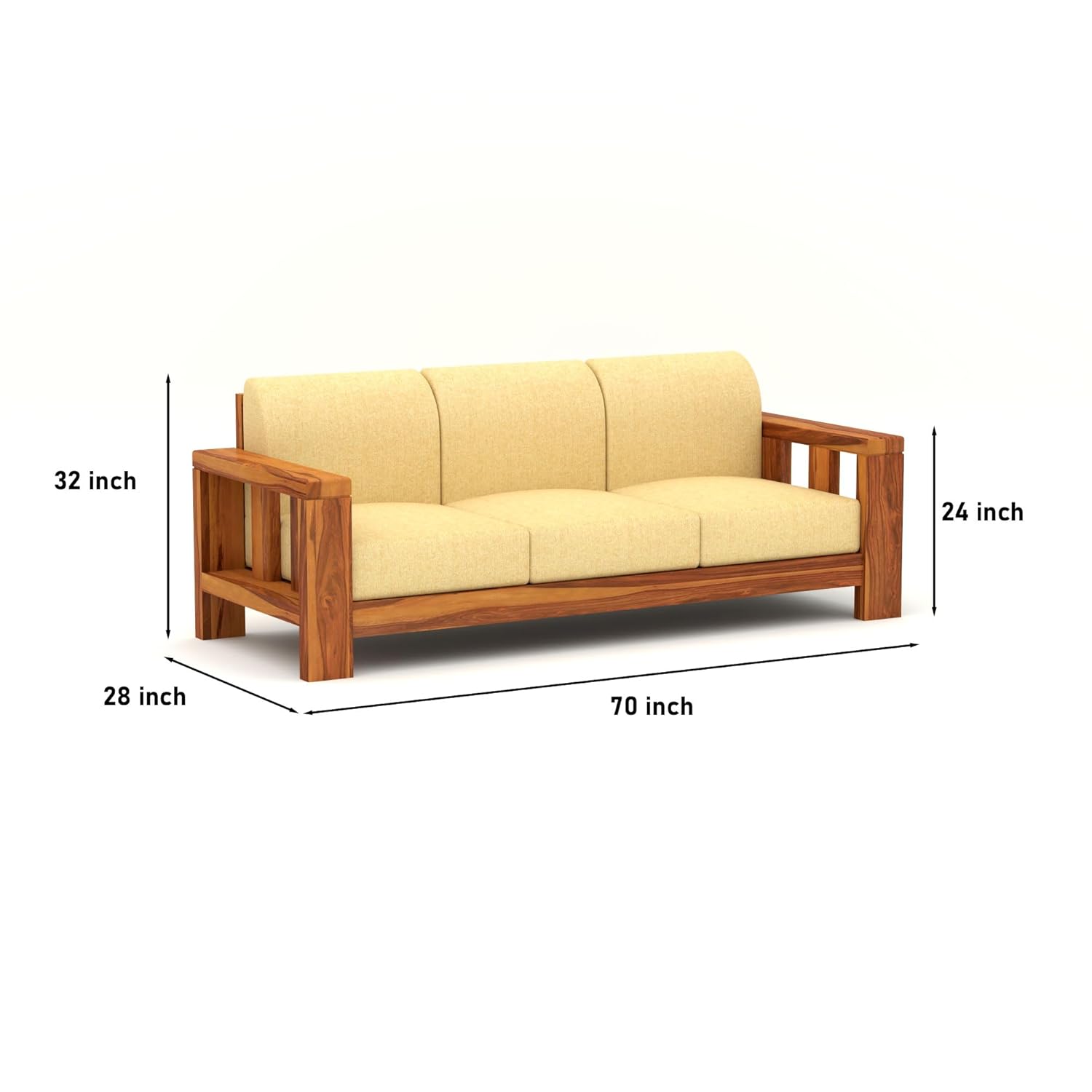 Sheesham Wooden 6 Seater Sofa Set for Living Room (Natural, 3+2+1 Seater)