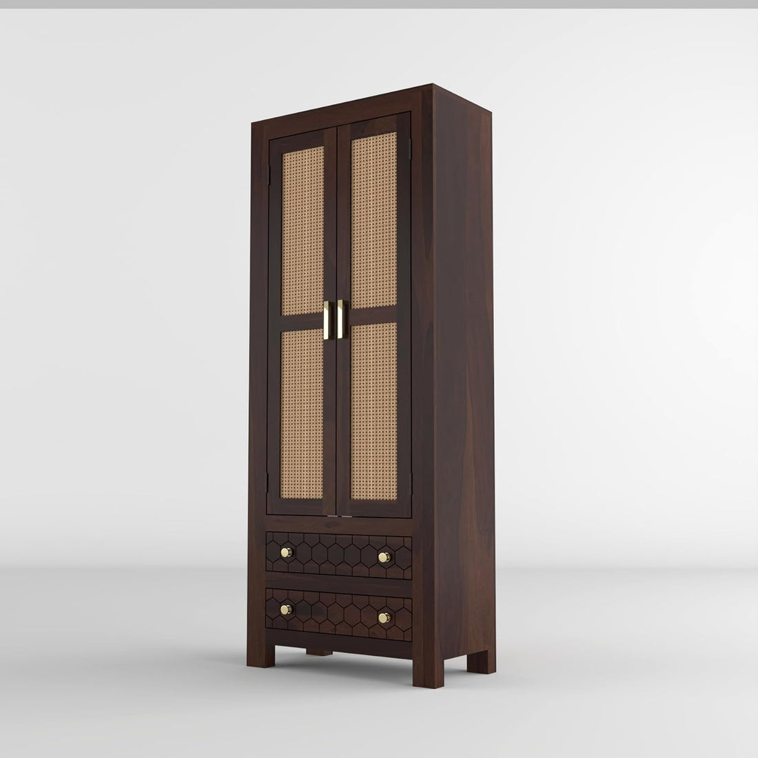 Solid Sheesham Wood Wardrobe Cabinet