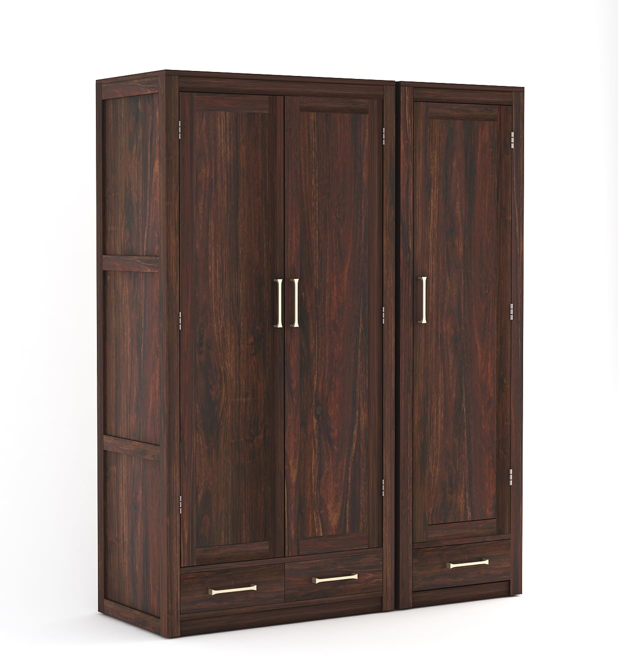 Craft D Art Solid Wood 3 Door Wardrobe with Drawers for Bedroom