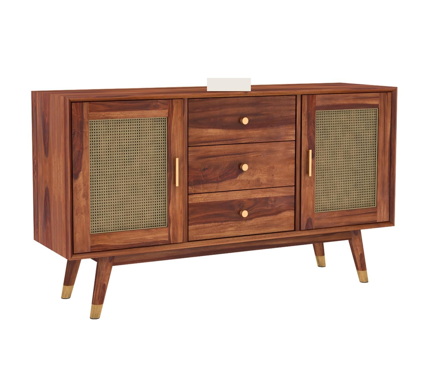Zenthior Sheesham Wood Cabinet and Sideboard (Honey Finish)