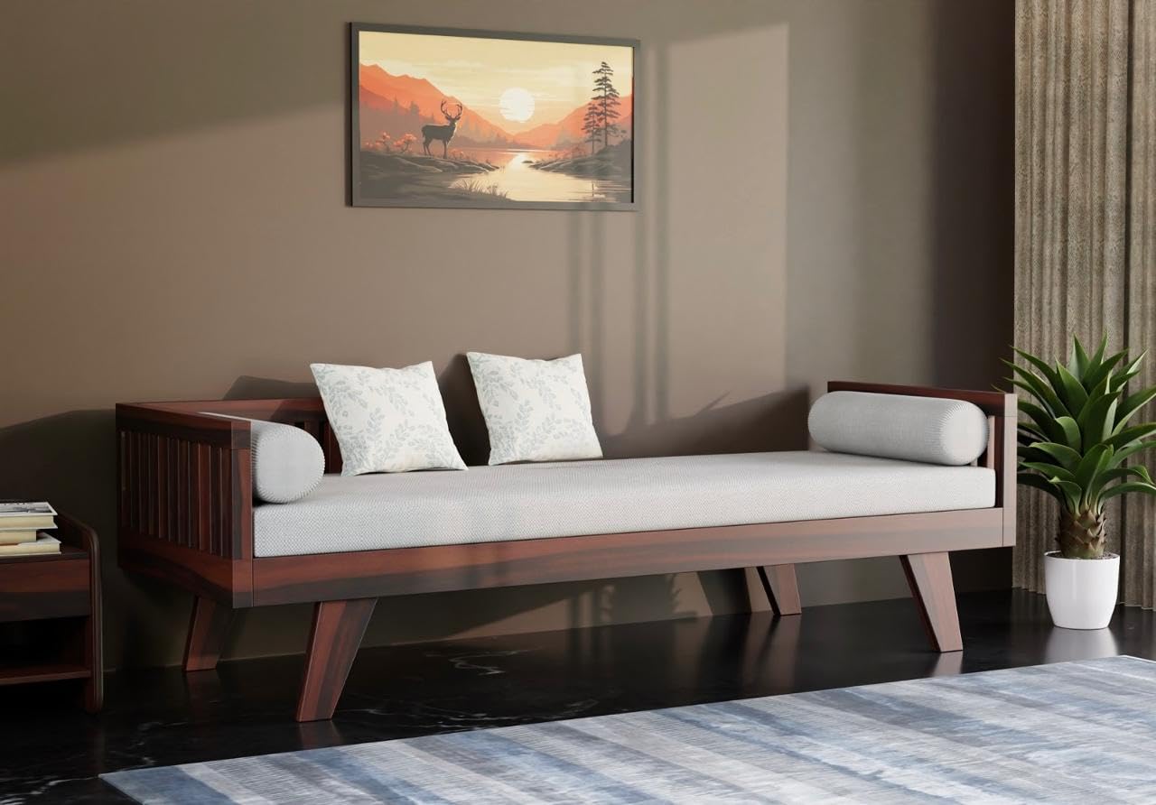 Craft D Art Solid Wood Sofa 3 Seater Sofa Diwan Bed (Without Mattress)