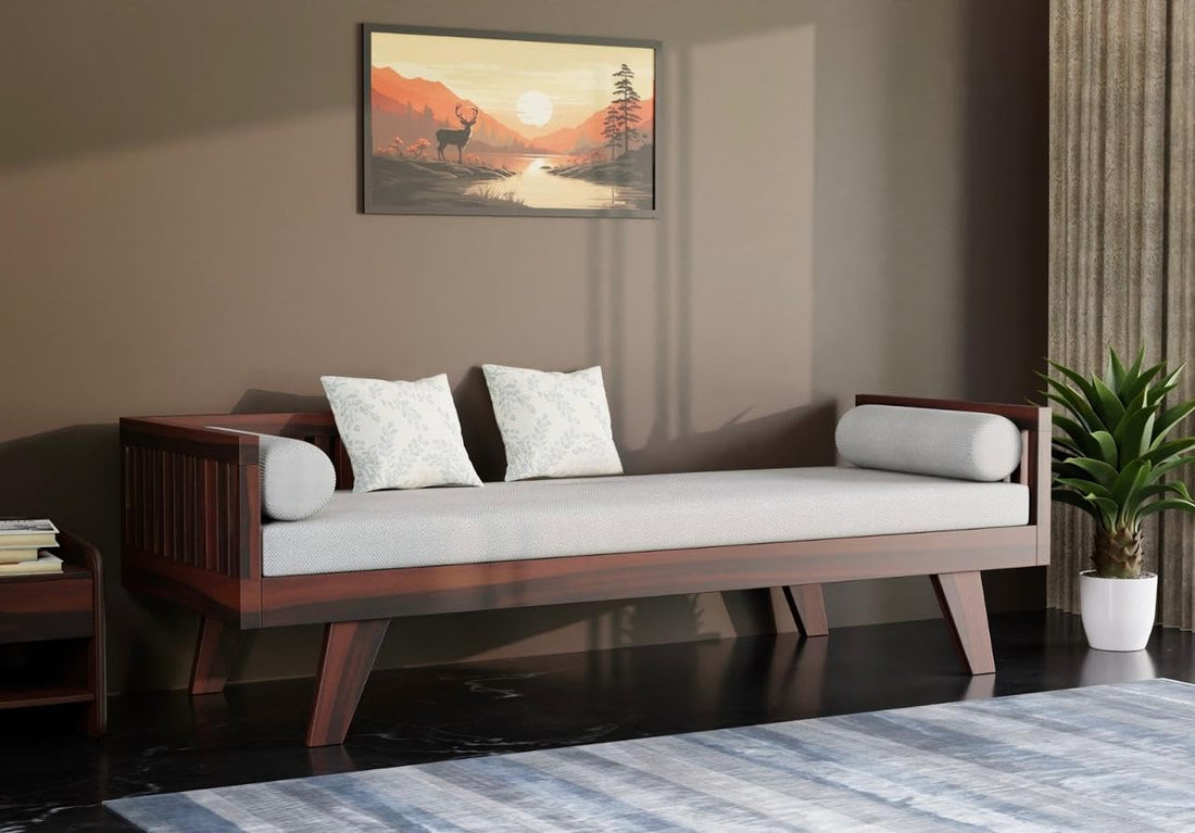 Craft D Art Solid Wood Sofa 3 Seater Sofa Diwan Bed (Without Mattress)