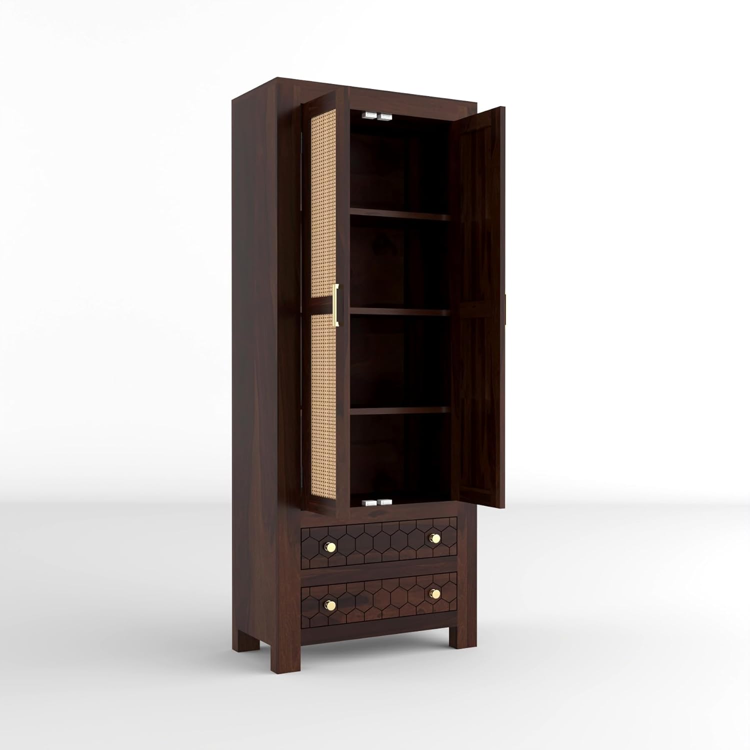 Solid Sheesham Wood Wardrobe Cabinet