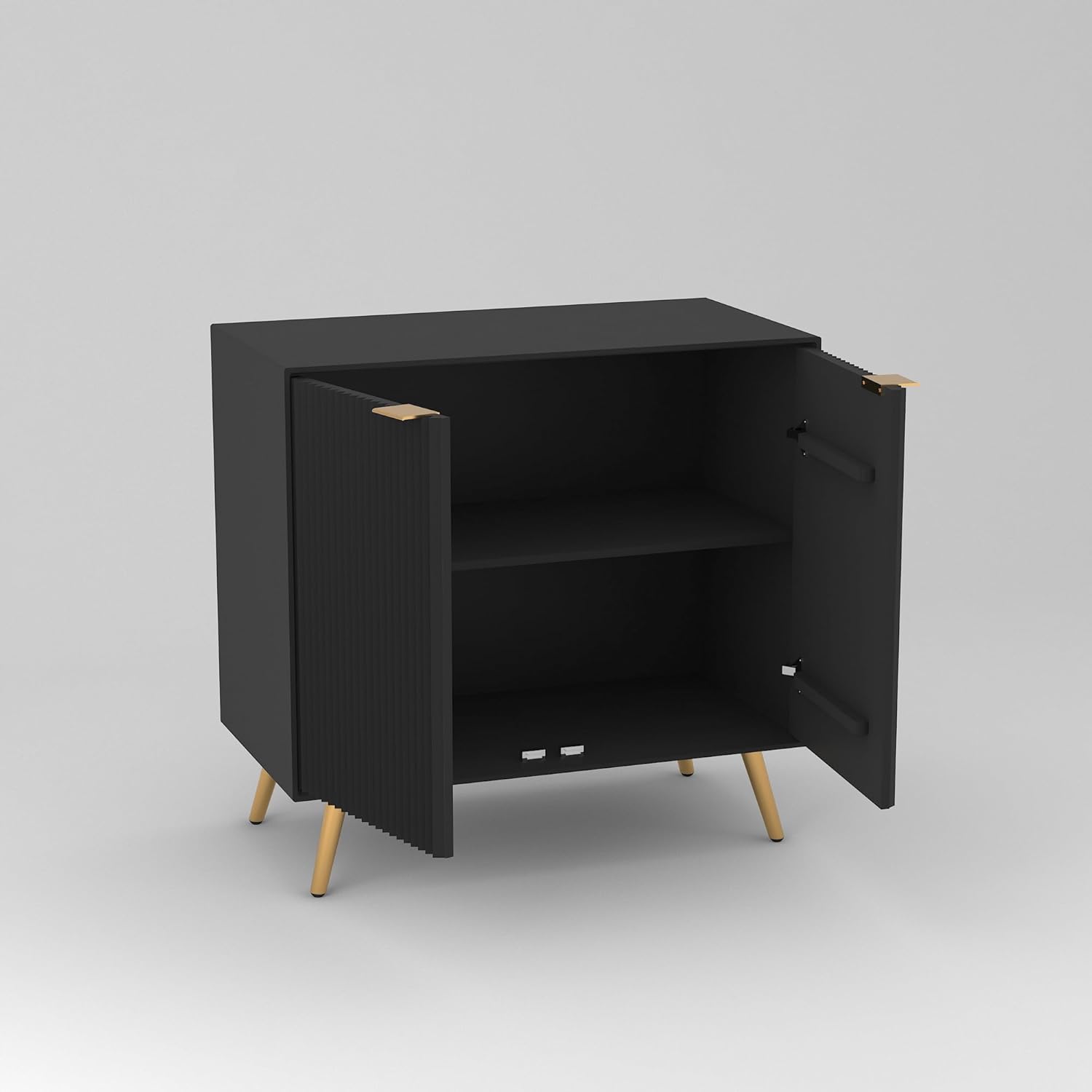 Craft D Art HDMR Premium Wood Sideboard Cabinet (Black)