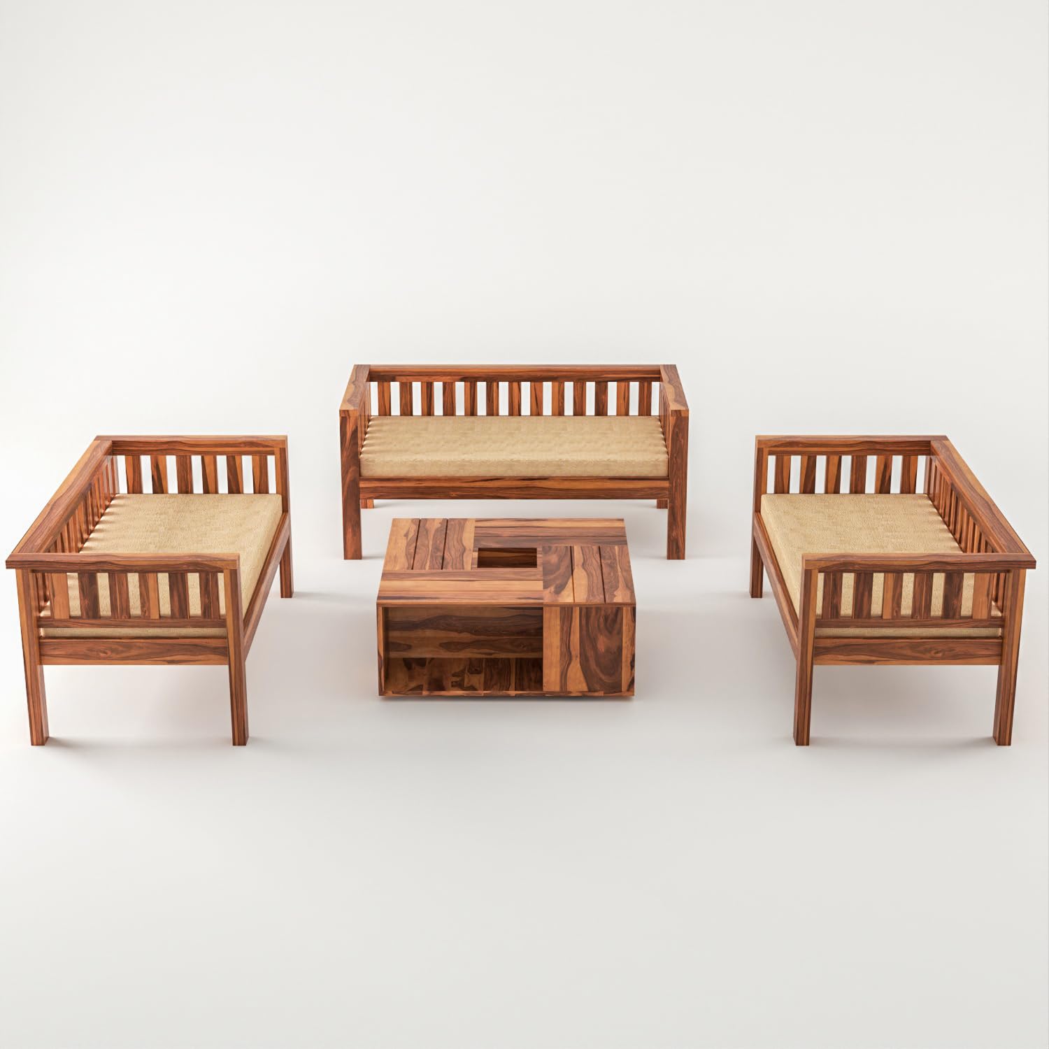 Craft D Art Wooden 6 Seater Sofa Set with Coffee Table Finish: Honey Type: 2+2+2,