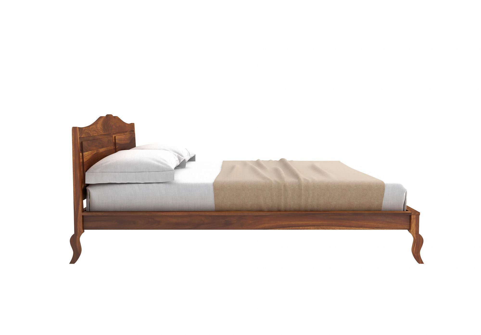 Craft D Art Sheesham Wood King Size Bed Without Storage (Honey Finish)