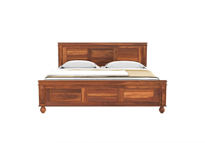 Craft D Art Sheesham Wood Queen Size Bed Without Storage (Honey Finish)