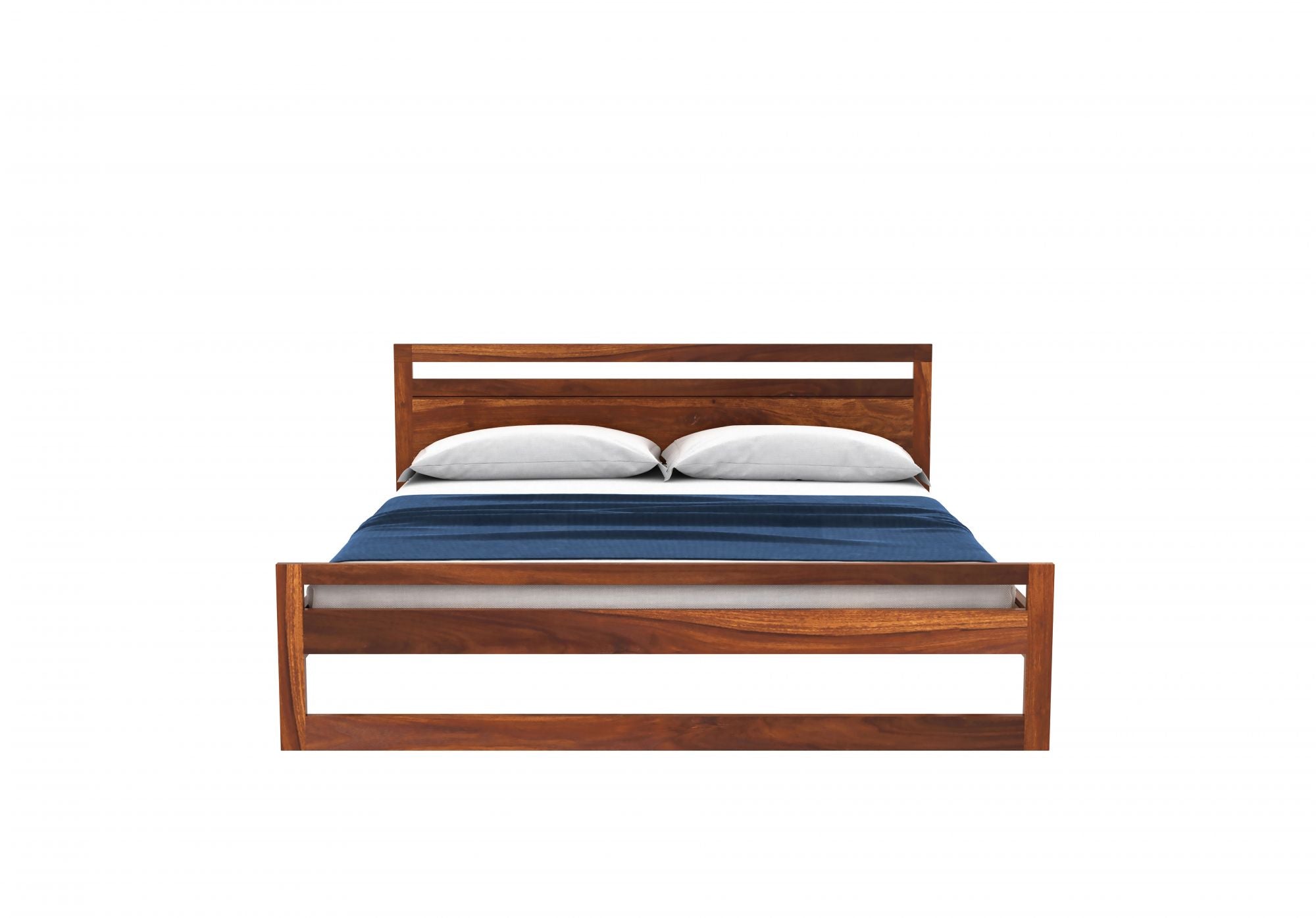 Oraxen Sheesham Wood Queen Size Bed Without Storage (Honey Finish)