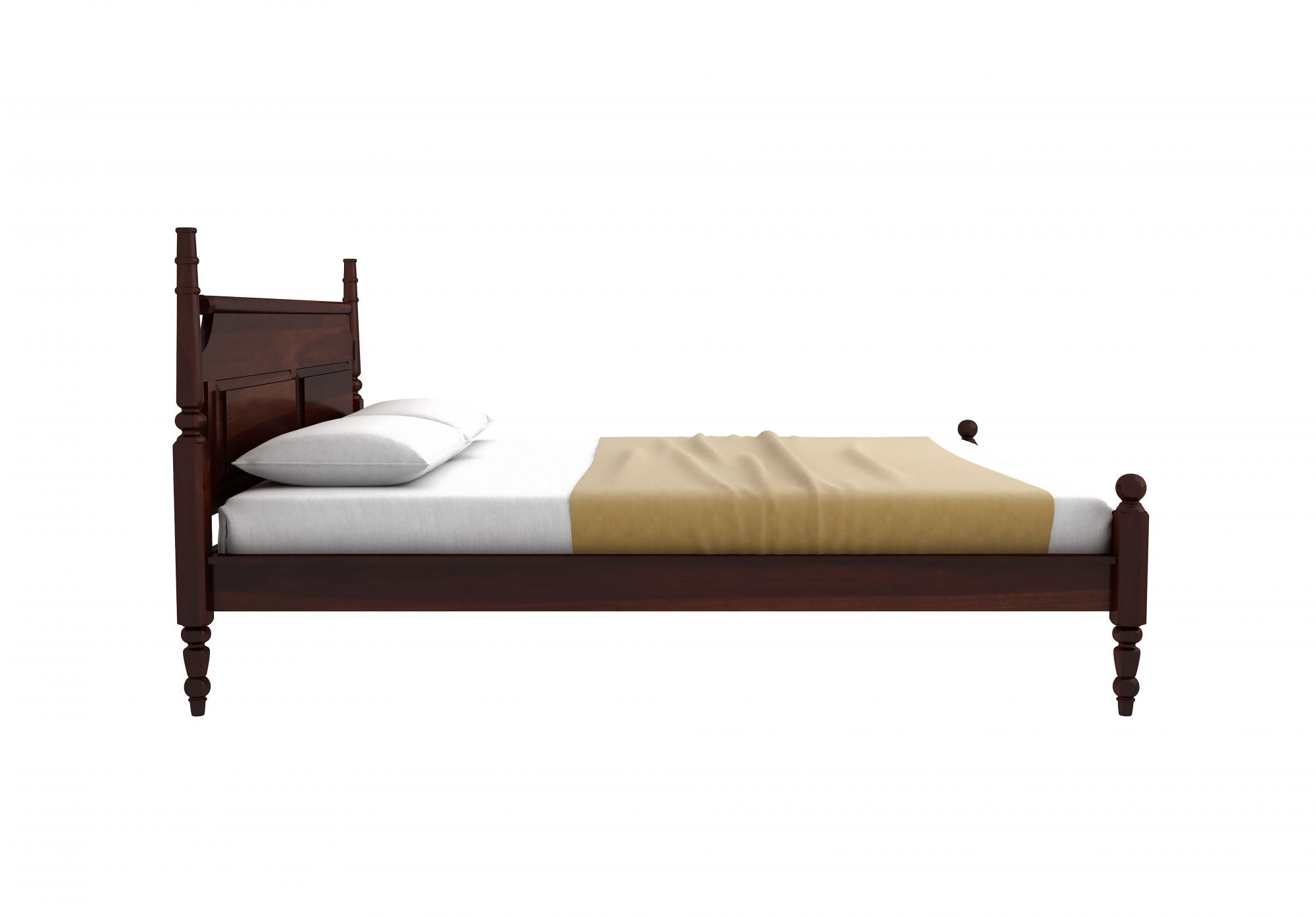 Craft D Art Sheesham Wood Queen Size Bed Without Storage (Walnut Finish)