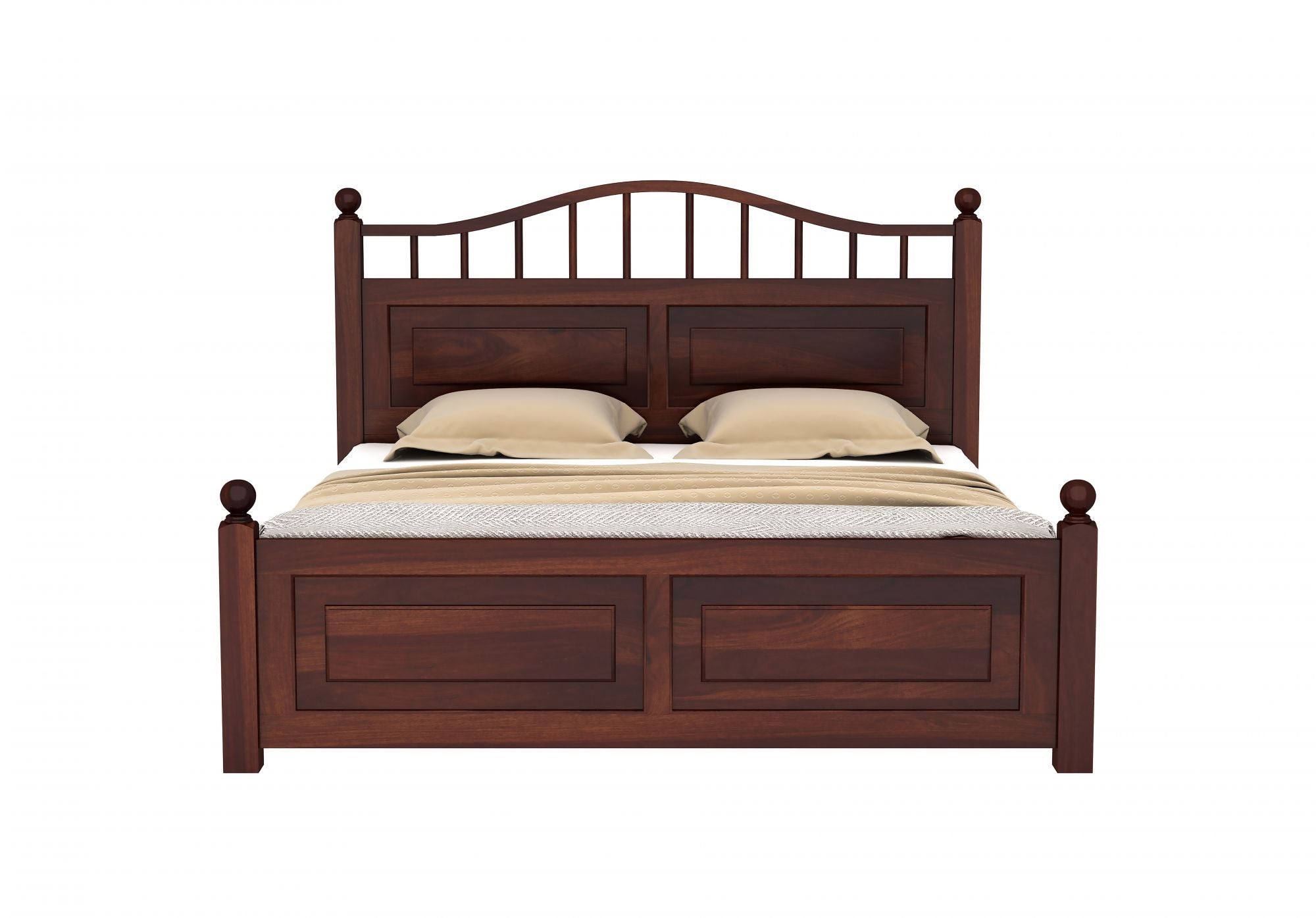 Craft D Art Sheesham Wood King Size Bed Without Storage (Walnut Finish)