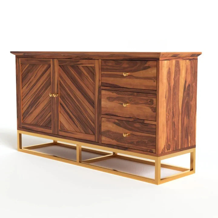 Ulventhor Sheesham Wood Cabinet and Sideboard (Honey Finish)