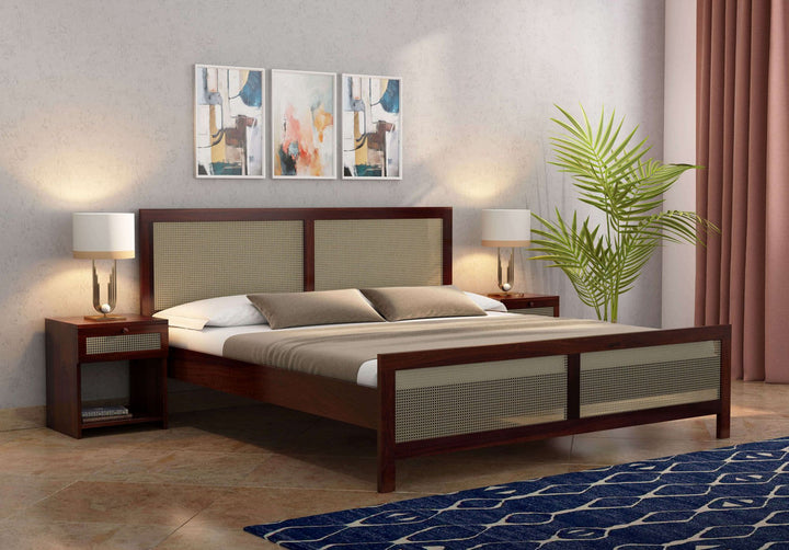 Aaryx Sheesham Wood King Size Bed Without Storage (Walnut Finish)