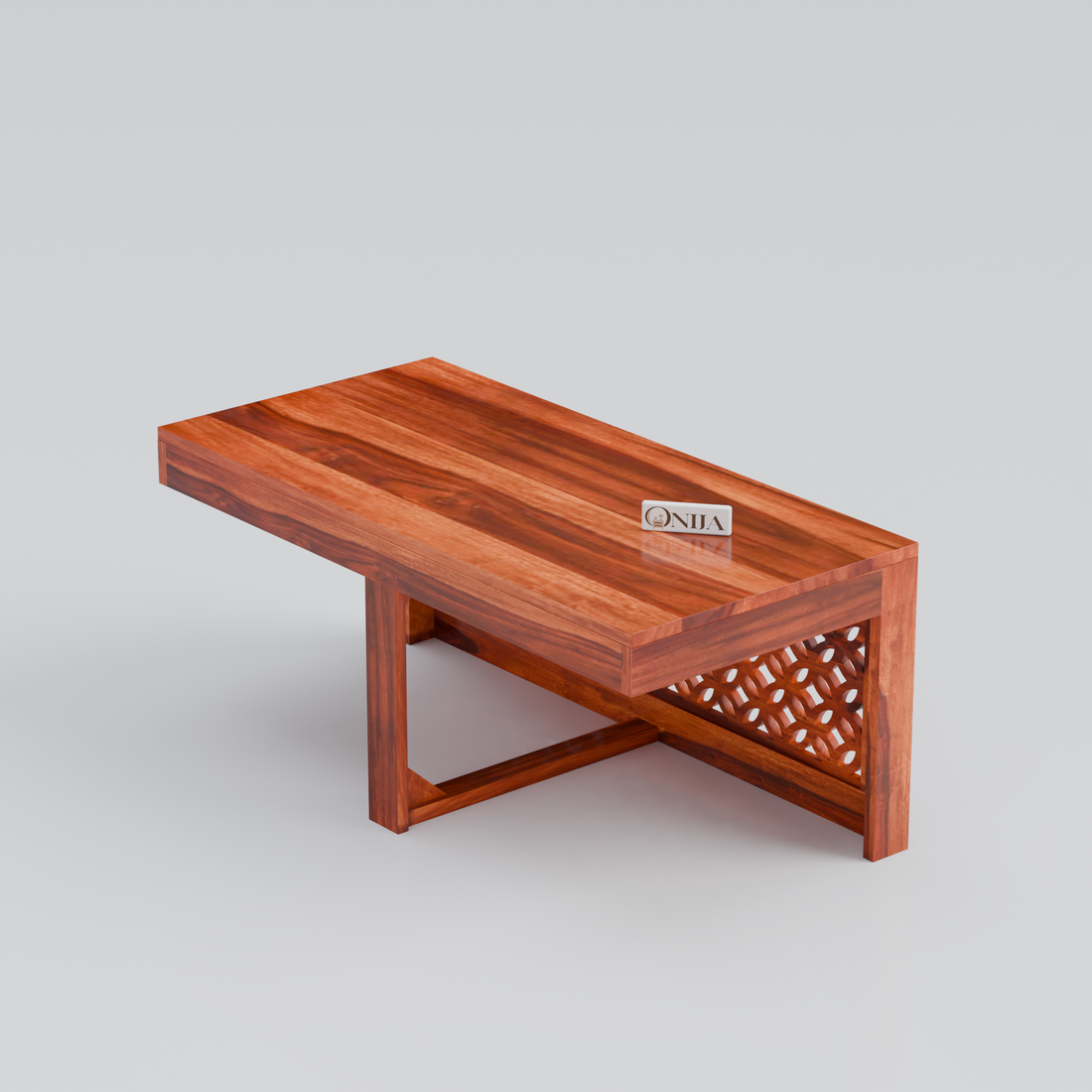 Craft D Art Sheesham Wood Center Table With Stools (Natural Finish)