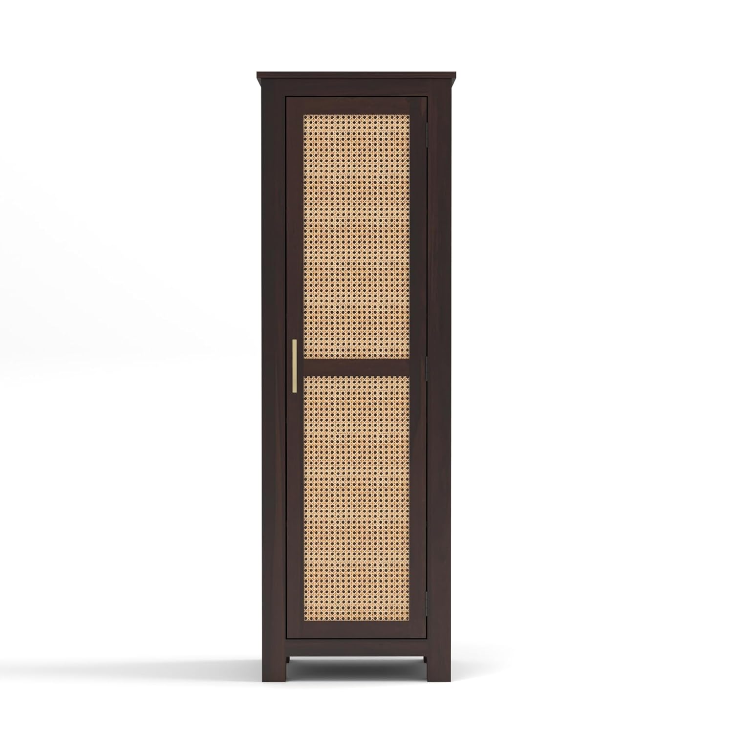 Solid Sheesham Wood Wardrobe Cabinet 1  Cane Rattan Door