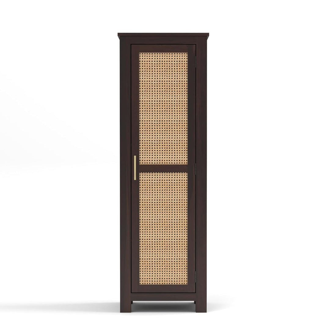 Solid Sheesham Wood Wardrobe Cabinet 1  Cane Rattan Door