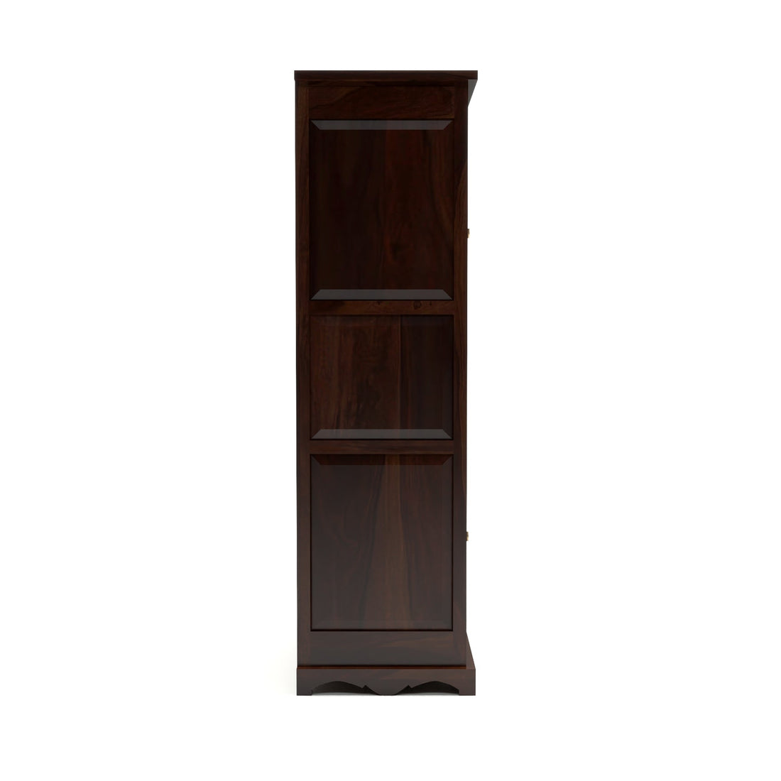 Emboss Sheesham Wood Wardrobe Cabinet with 1 Drawer & 2 Shelves (Walnut Finish)