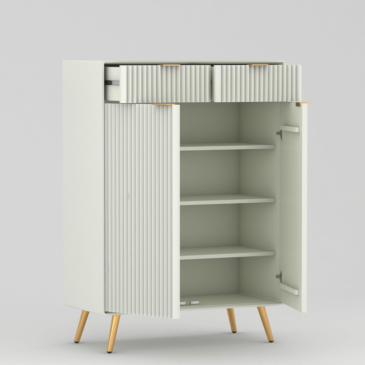Craft D Art HDMR Premium Wood Sideboard Cabinet (White)