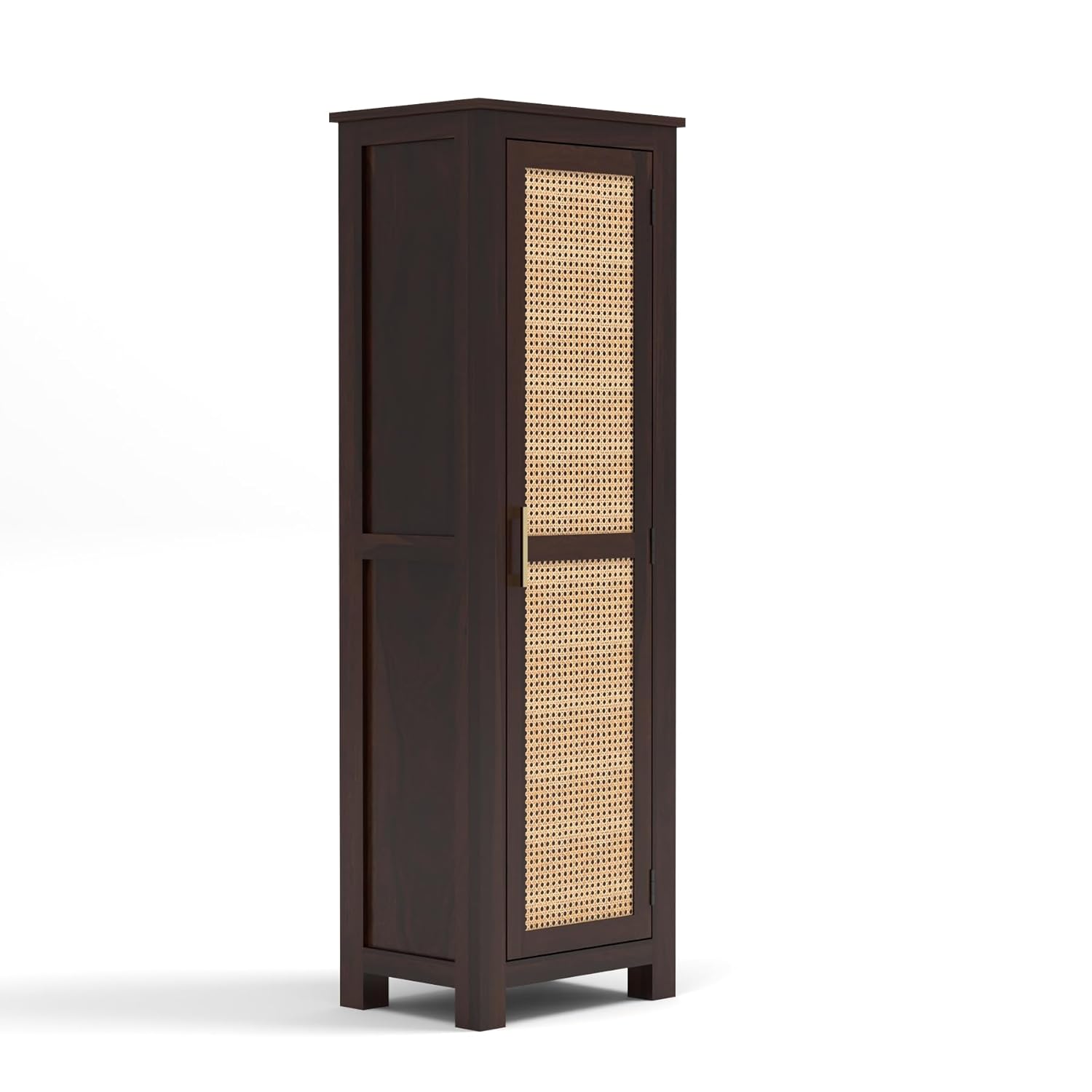Solid Sheesham Wood Wardrobe Cabinet 1  Cane Rattan Door