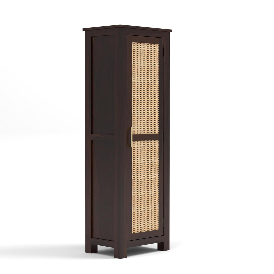 Solid Sheesham Wood Wardrobe Cabinet 1  Cane Rattan Door
