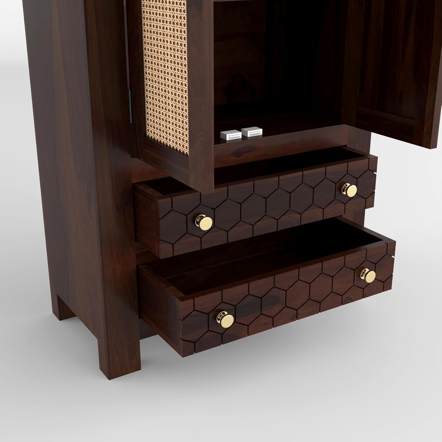 Solid Sheesham Wood Wardrobe Cabinet