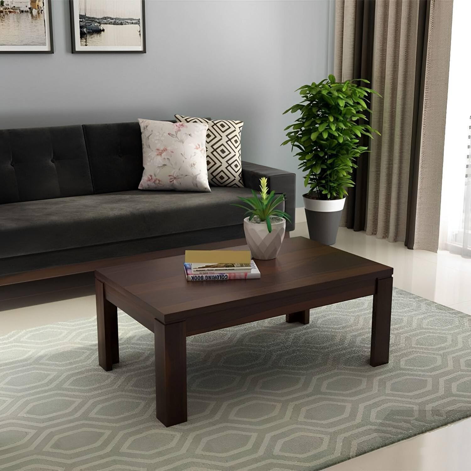 Craft D Art Sheesham Wood Center Table (Walnut Finish)