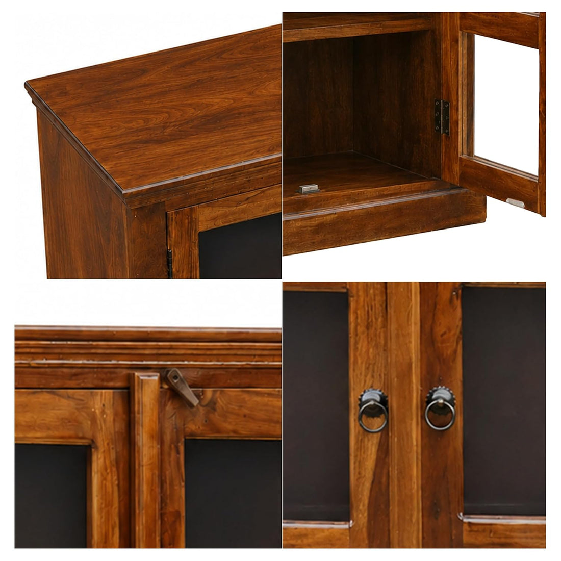 Premium Solid Wood Glass Door Display Cabinet & Bookcase