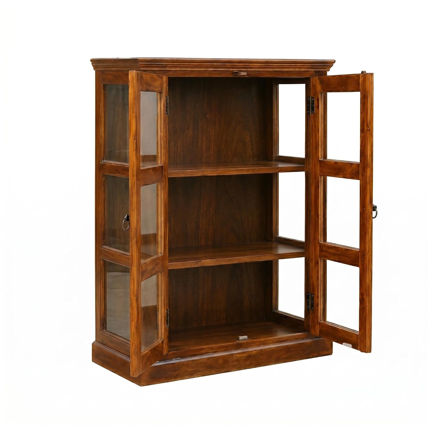 Premium Solid Wood Glass Door Display Cabinet & Bookcase