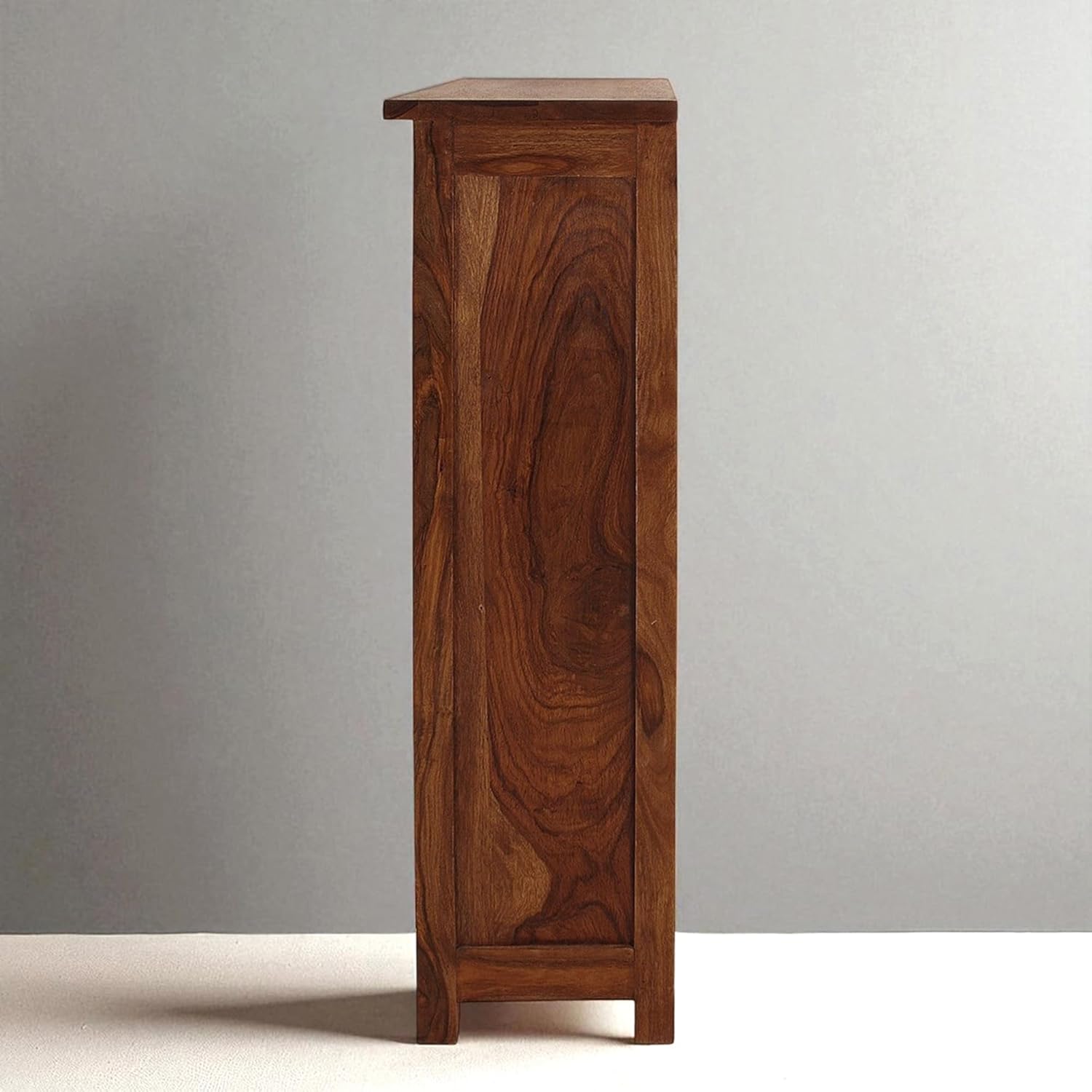 Solid Wood Cane Door Bookcase Cabinet with Drawer