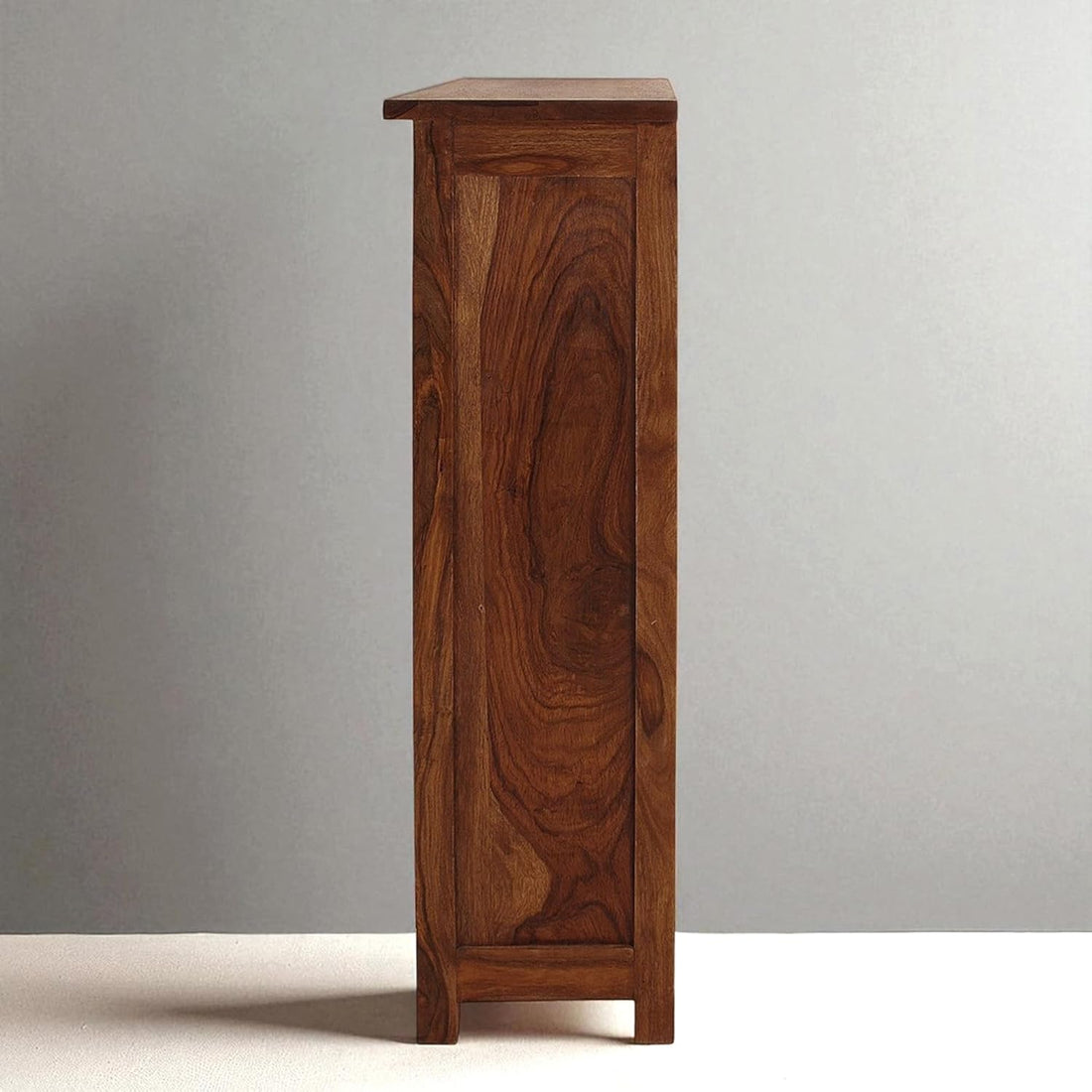Solid Wood Cane Door Bookcase Cabinet with Drawer