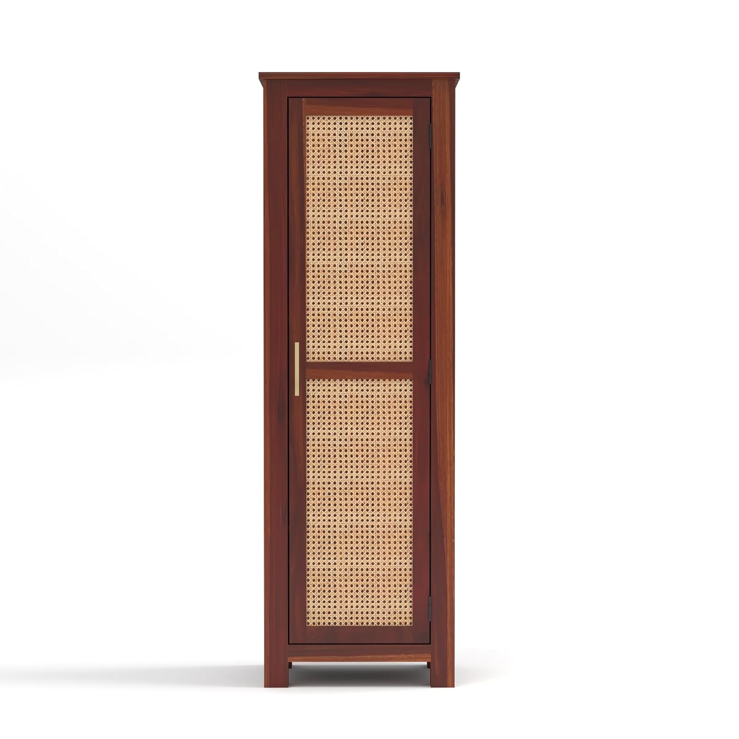 Solid Sheesham Wood Wardrobe Cabinet 1  Cane Rattan Door