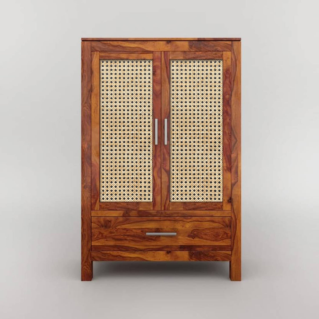 Modern Solid Wood Cane Door Crockery & Storage Cabinet with Drawer