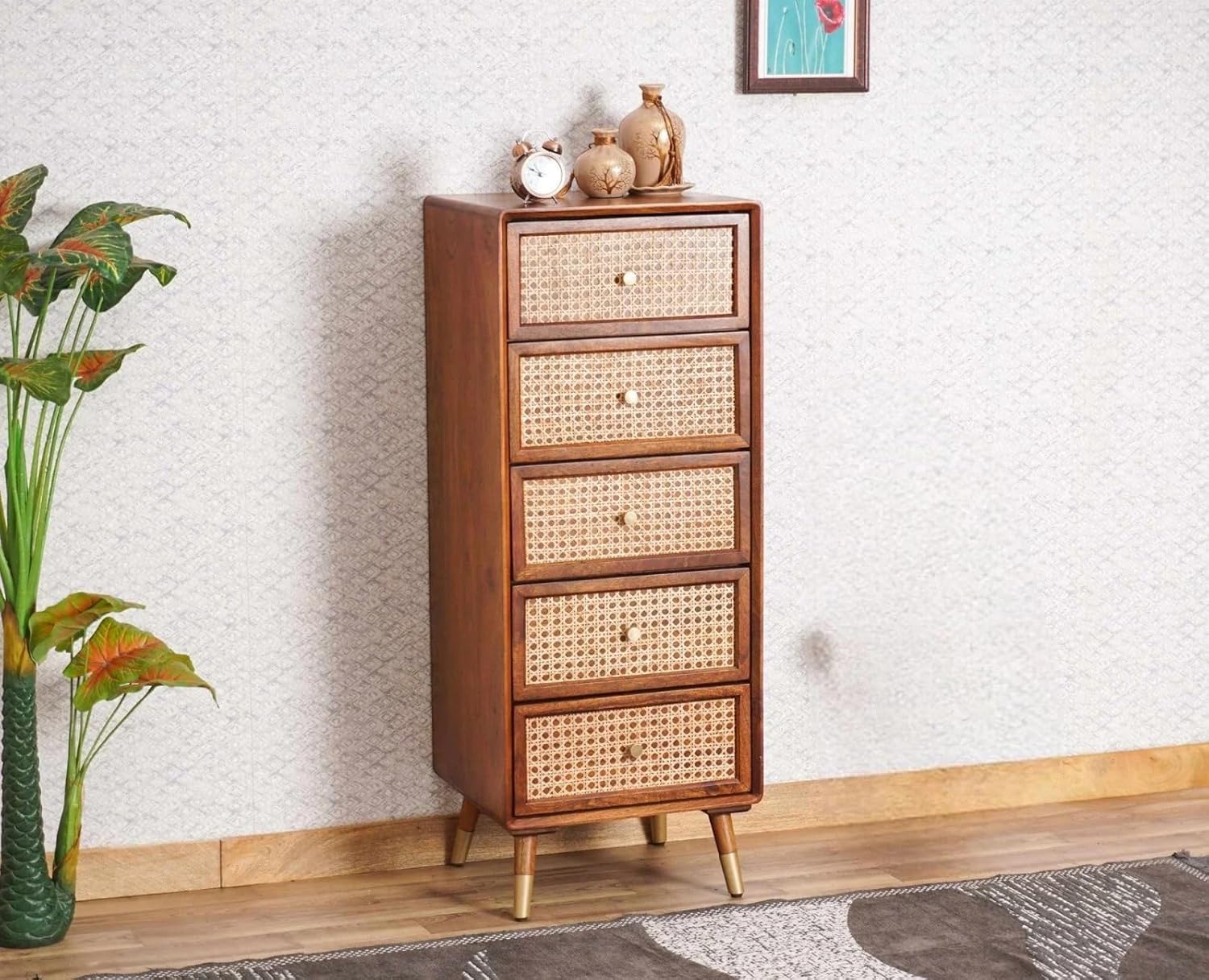 Craft D Art Wooden Chest of Drawers with 5 Compartment Storage