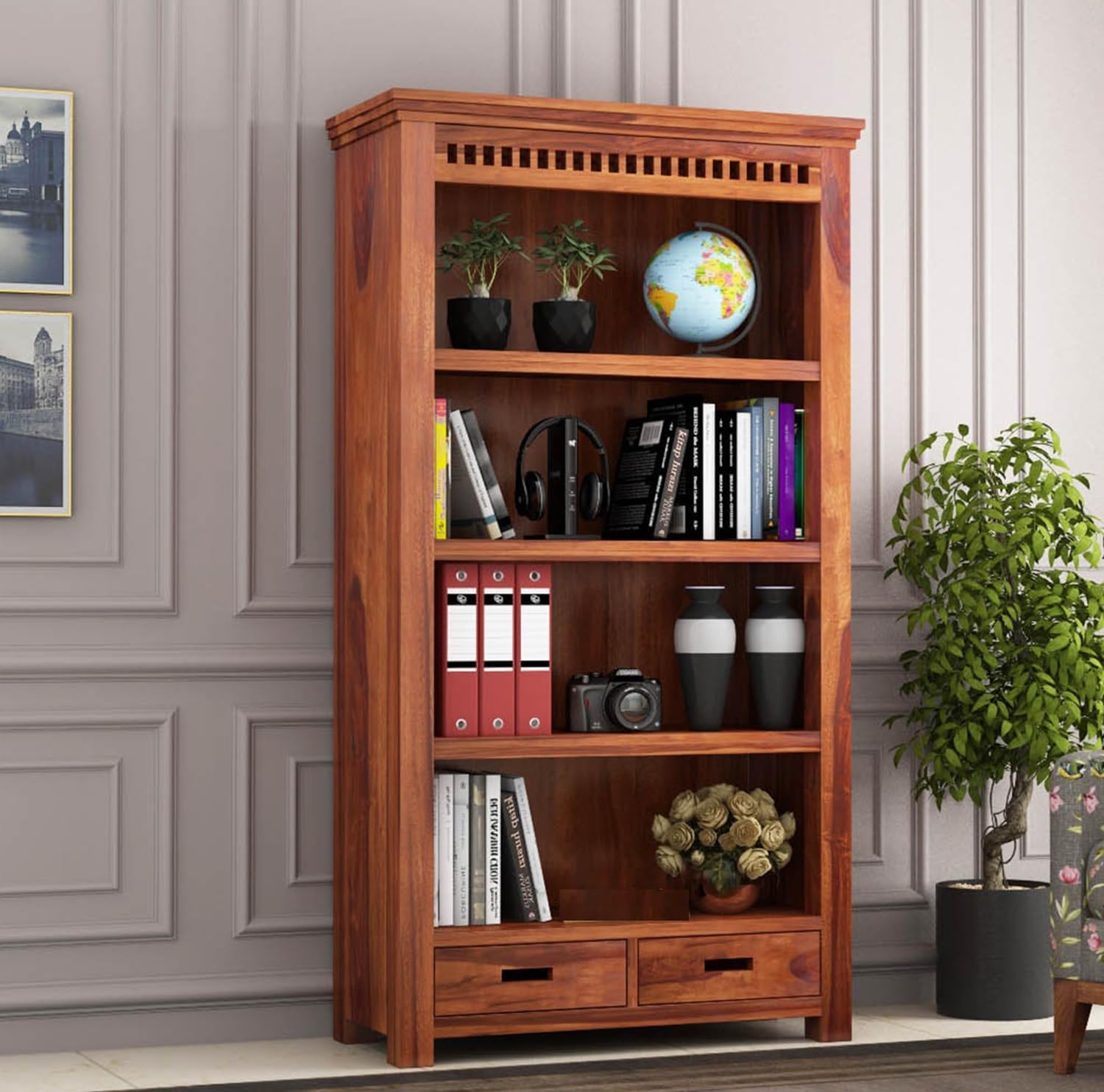 Craft D Art Solid sheesham Wood Book Shelf