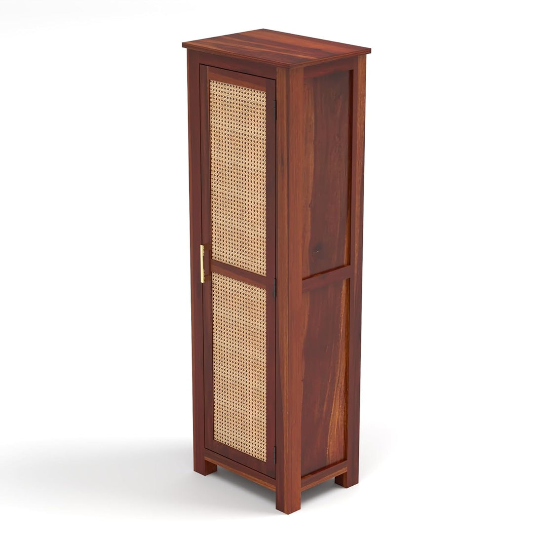 Solid Sheesham Wood Wardrobe Cabinet 1  Cane Rattan Door