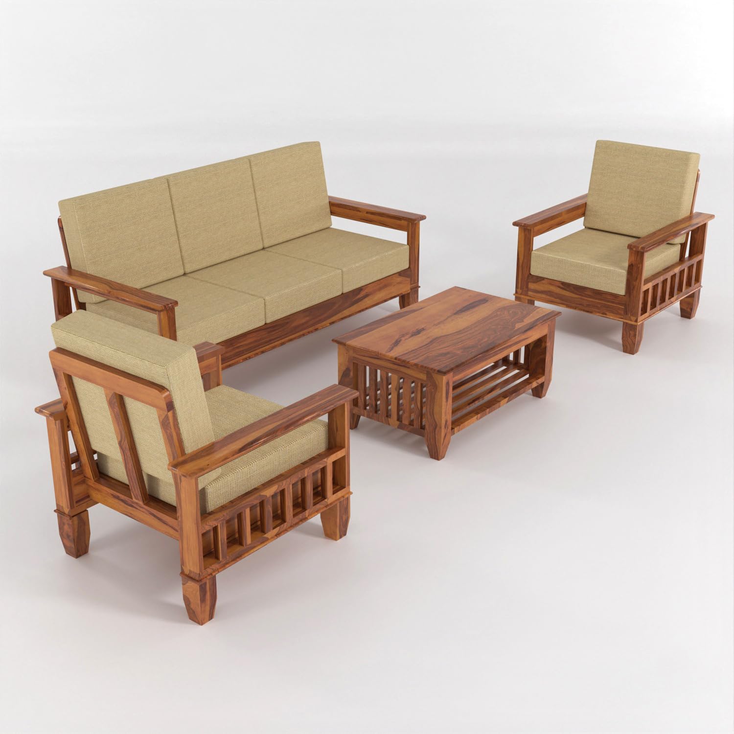 Craft D Art Sheesham Wooden 5 Seater Sofa Set Finish: Honey