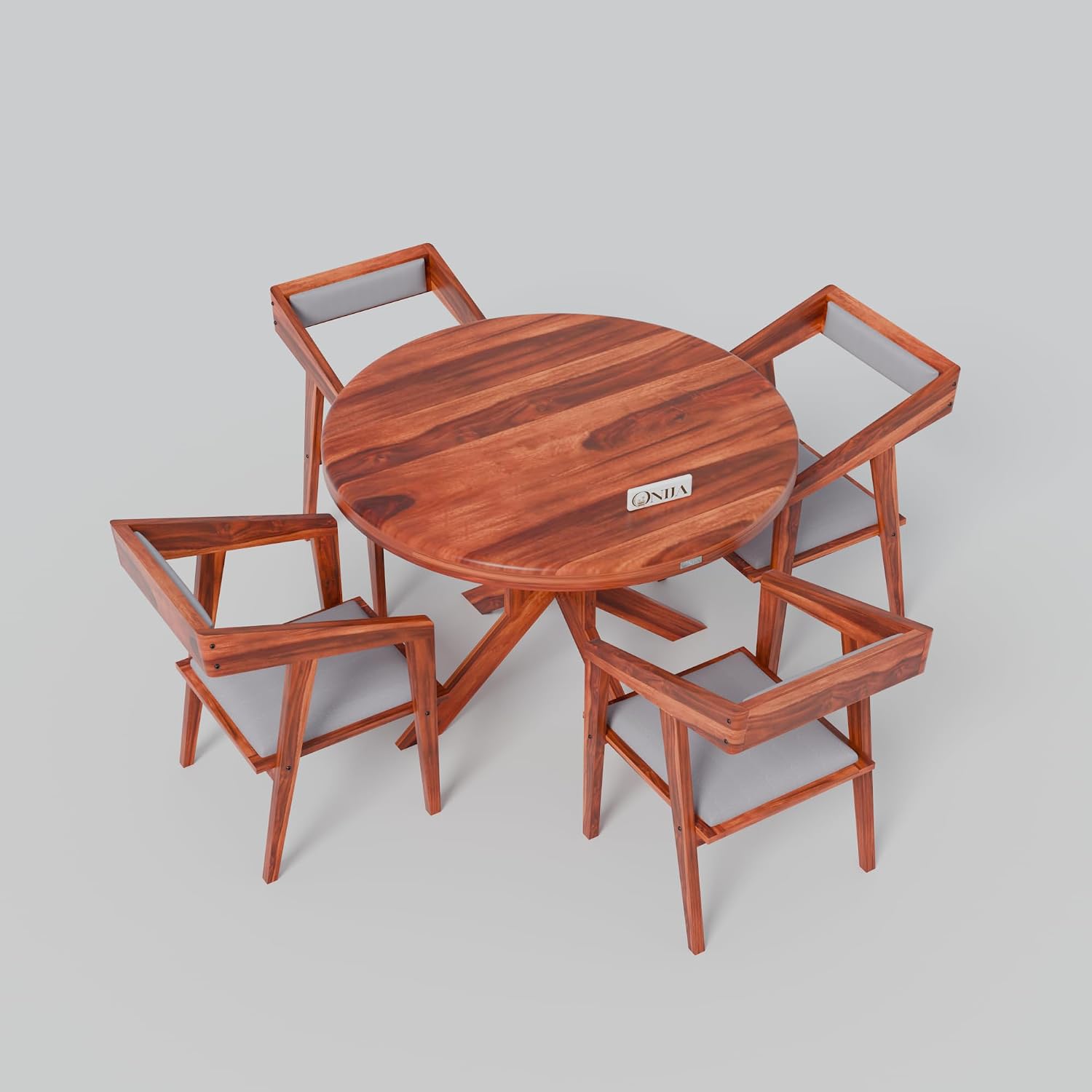 Craft D Art Premium Round Wooden Dining Table Set 4 Seater | Dining Furniture