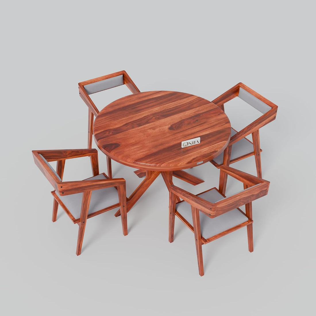 Craft D Art Premium Round Wooden Dining Table Set 4 Seater | Dining Furniture