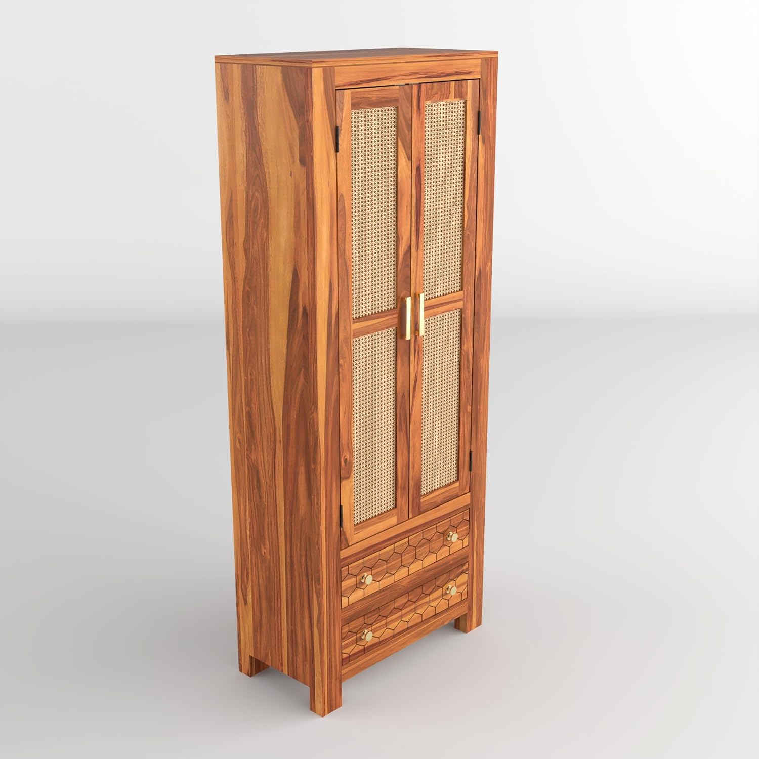 Solid Sheesham Wood Wardrobe Cabinet