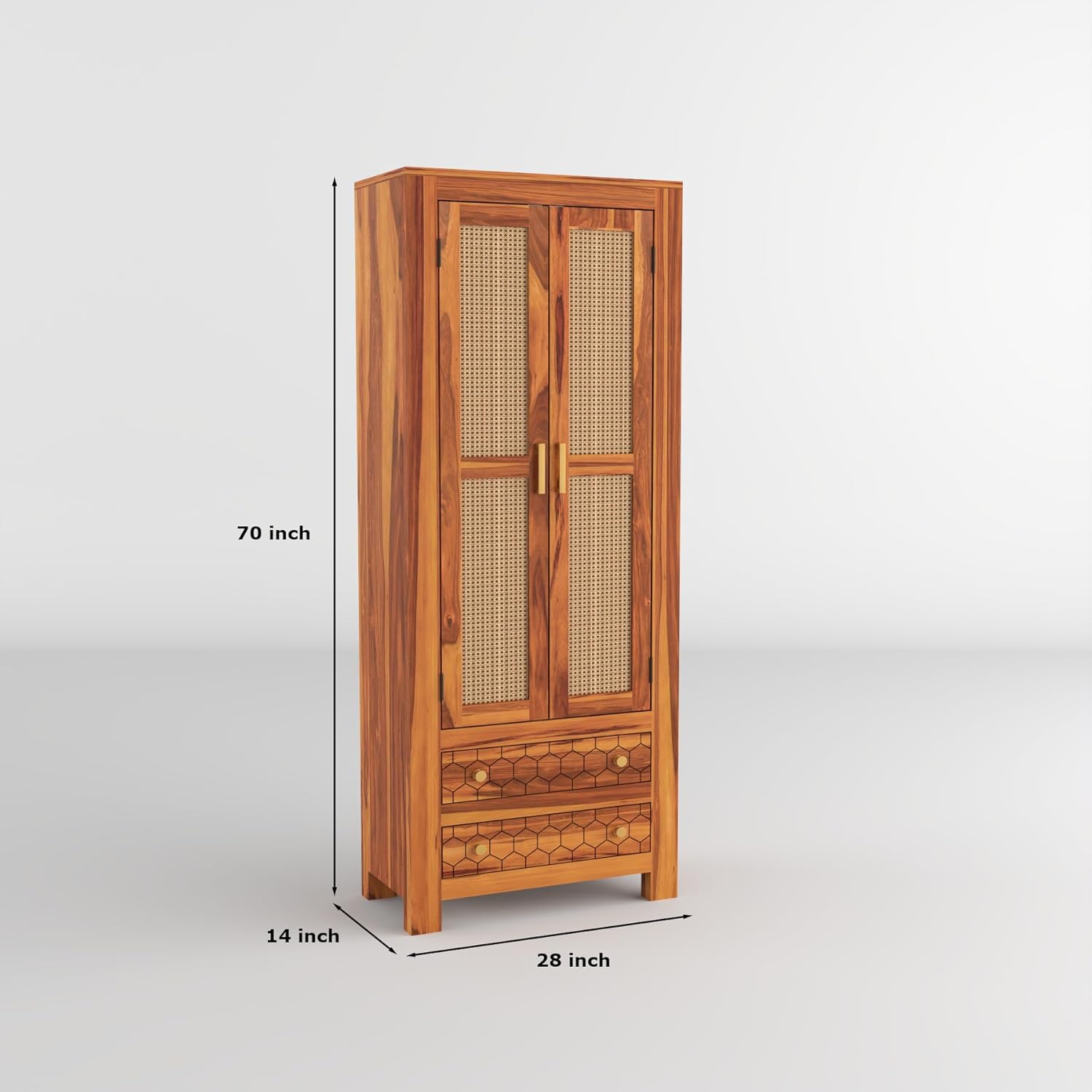 Solid Sheesham Wood Wardrobe Cabinet