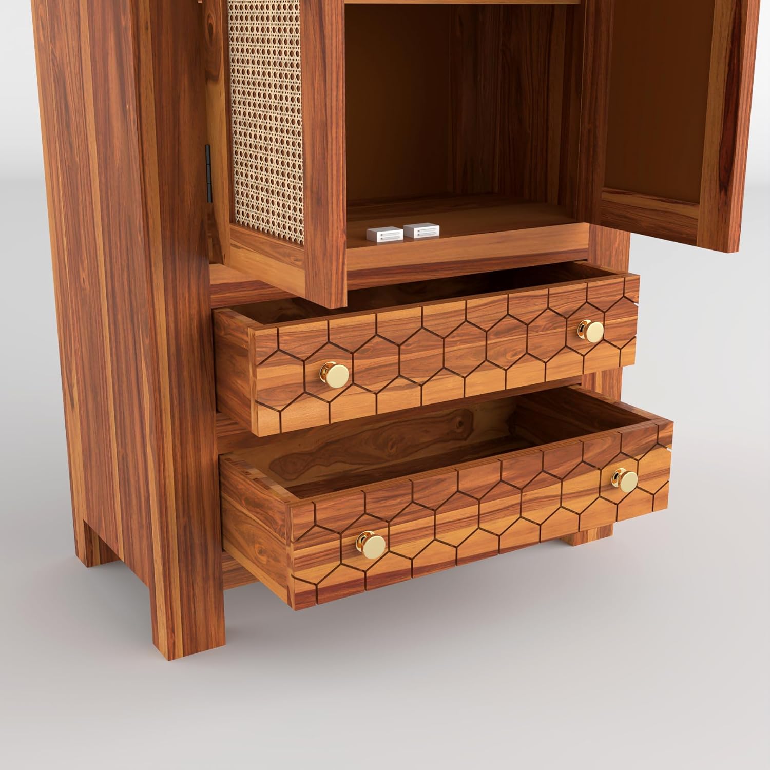 Solid Sheesham Wood Wardrobe Cabinet