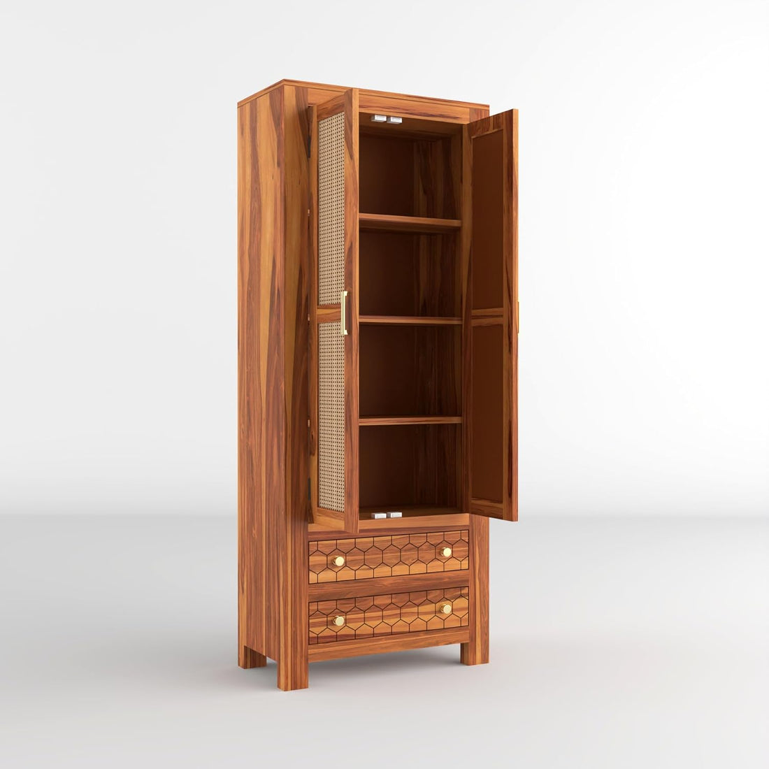 Solid Sheesham Wood Wardrobe Cabinet