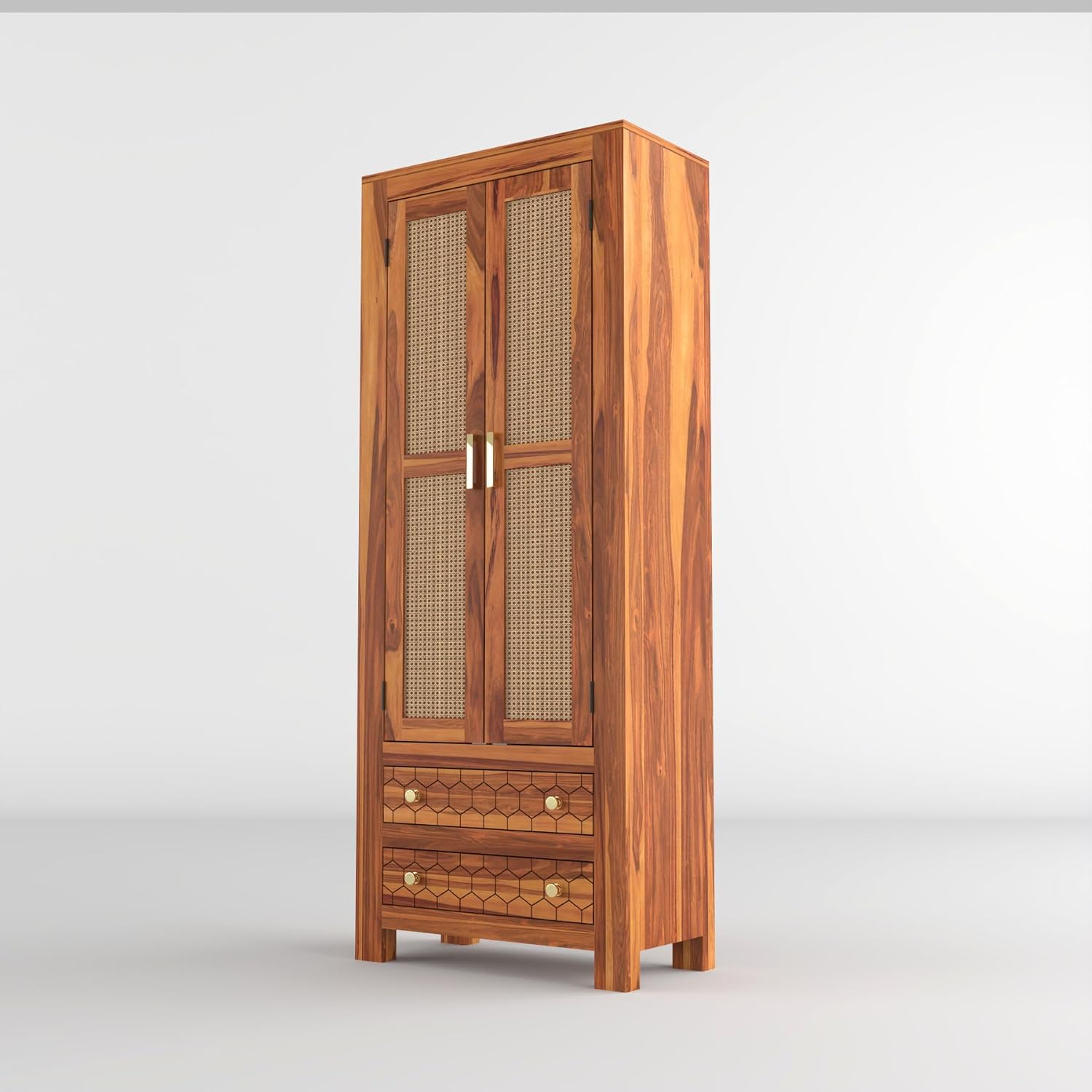 Solid Sheesham Wood Wardrobe Cabinet