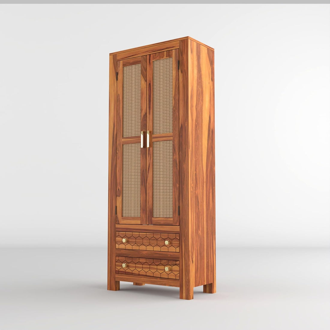 Solid Sheesham Wood Wardrobe Cabinet