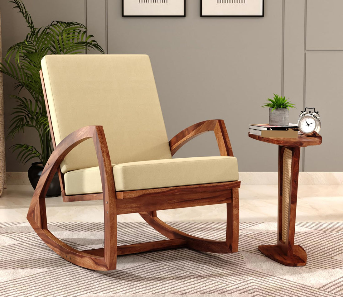 Wooden Rocking Chair with Cushioned Seat