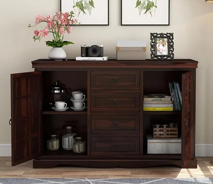 Arvendris Sheesham Wood Cabinet and Sideboard (Walnut Finish)