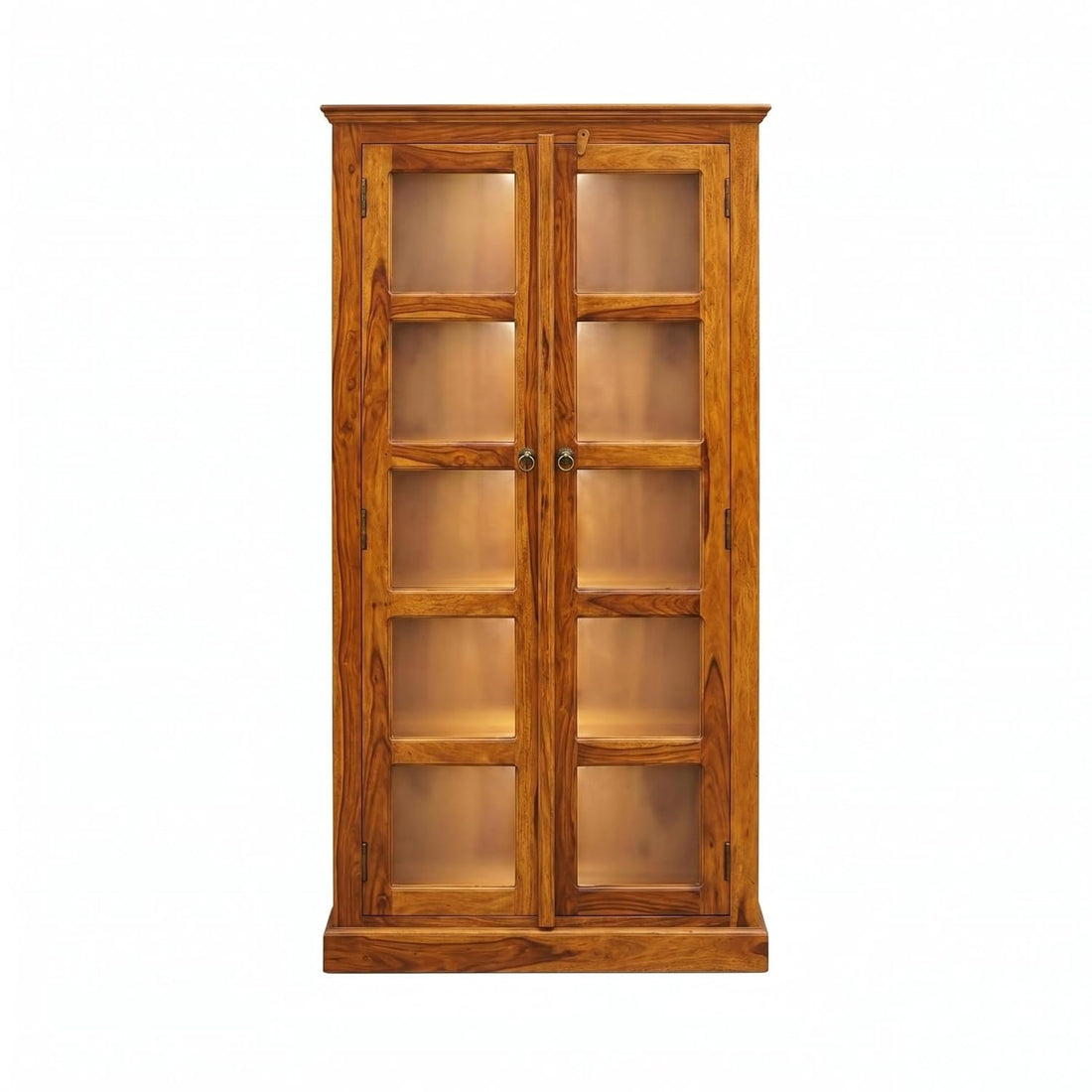 Craft D Art Solid Wood Glass Door Bookcase Storage Cabinet