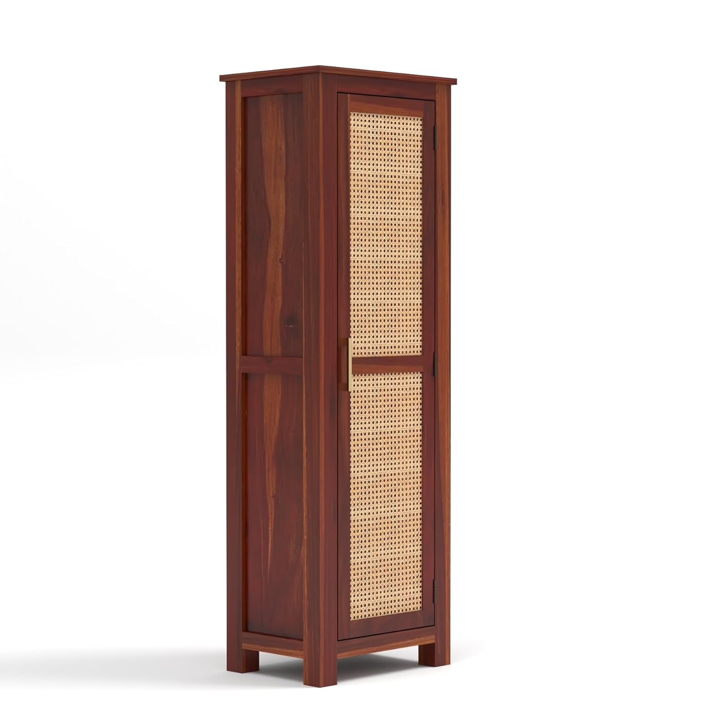 Solid Sheesham Wood Wardrobe Cabinet 1  Cane Rattan Door