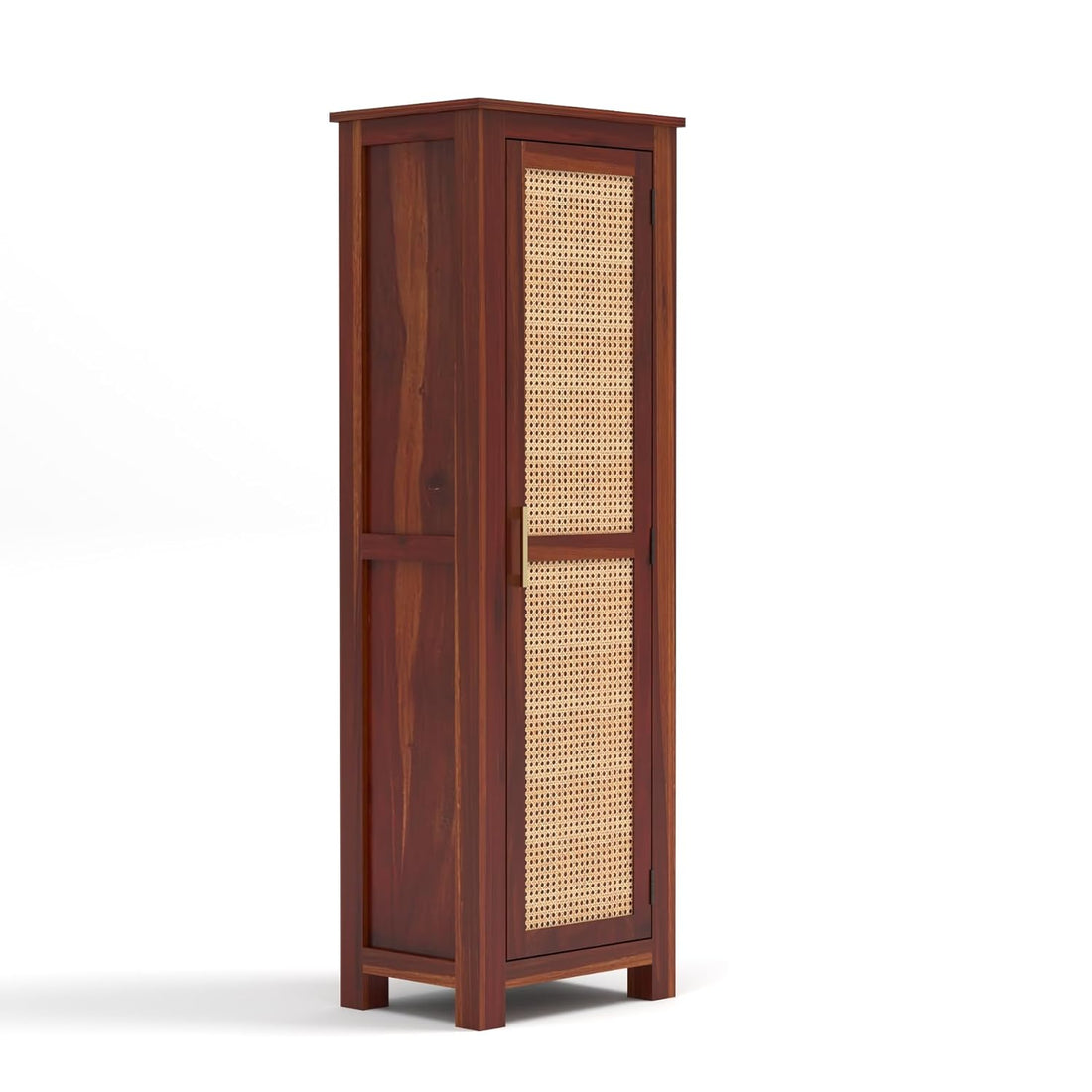 Solid Sheesham Wood Wardrobe Cabinet 1  Cane Rattan Door