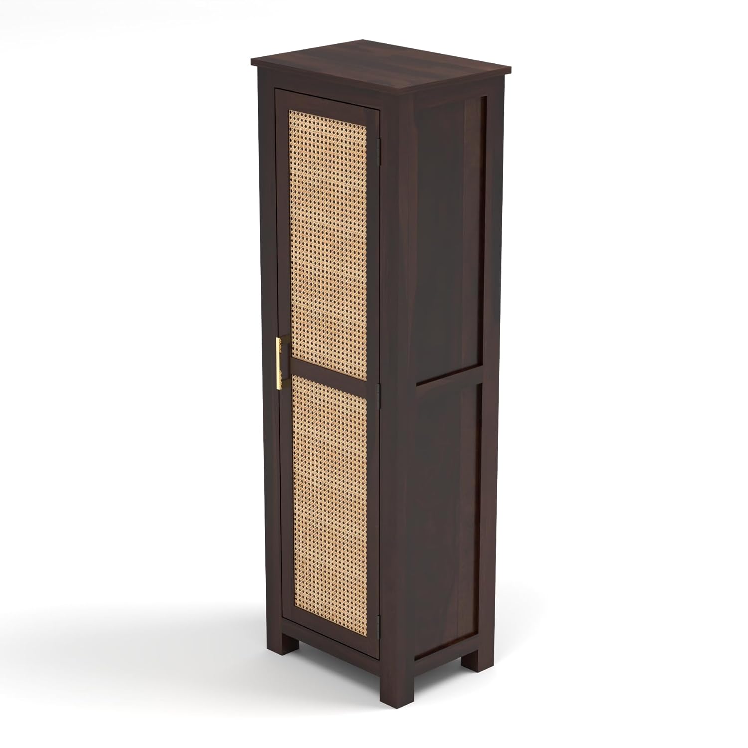 Solid Sheesham Wood Wardrobe Cabinet 1  Cane Rattan Door